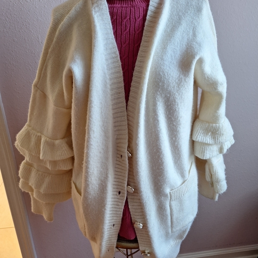 Fashion Nova Cream Knitted Cardigan Sweater - Picture 4 of 16
